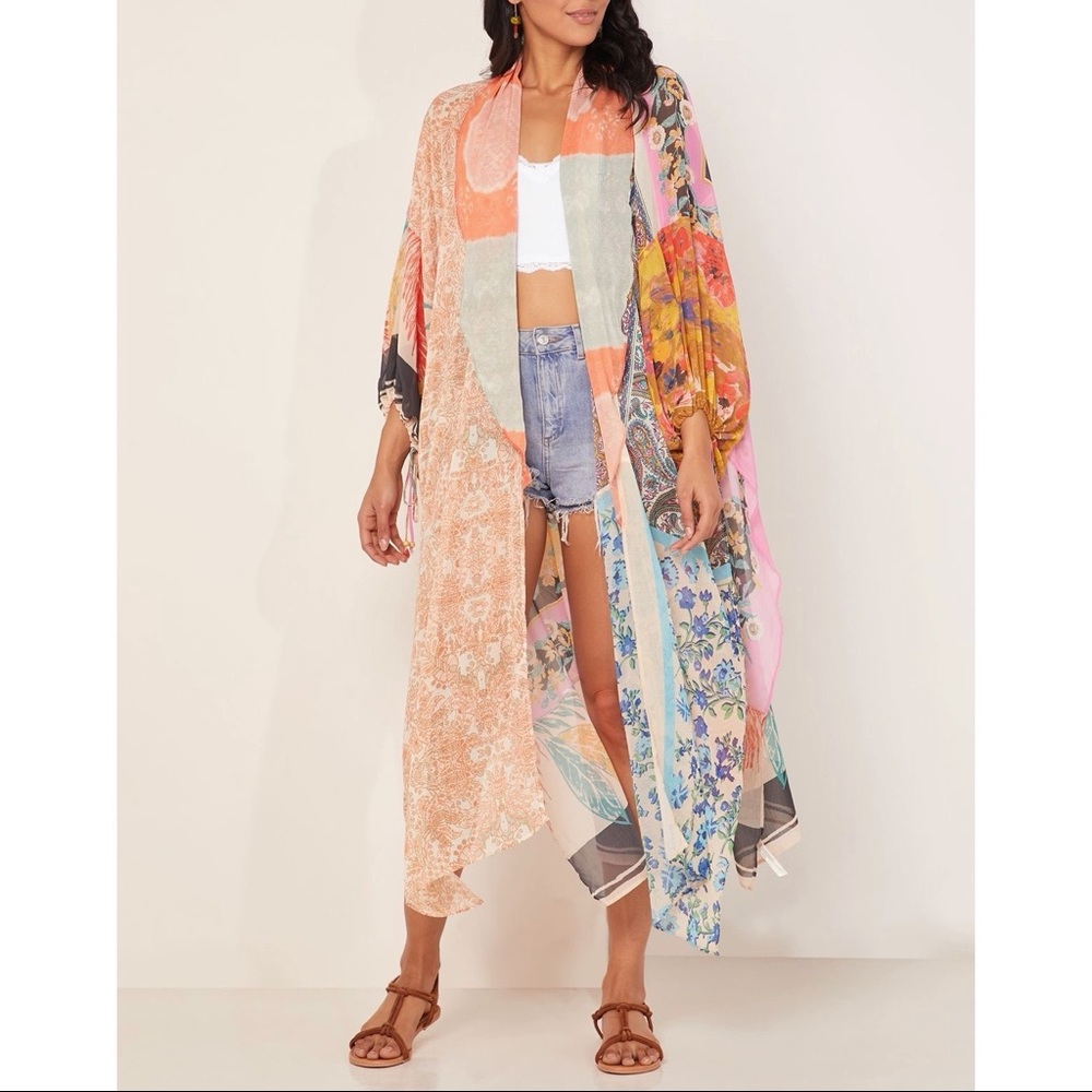 Free People Long Magic Print Cardigan Kimono NEW - Picture 5 of 8